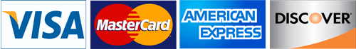 We accept Visa, Mastercard, American Express and Discover